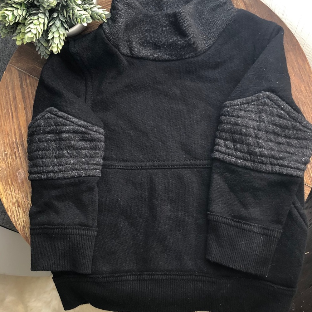 Baby boy cowl neck sweatshirt black motto 12 month